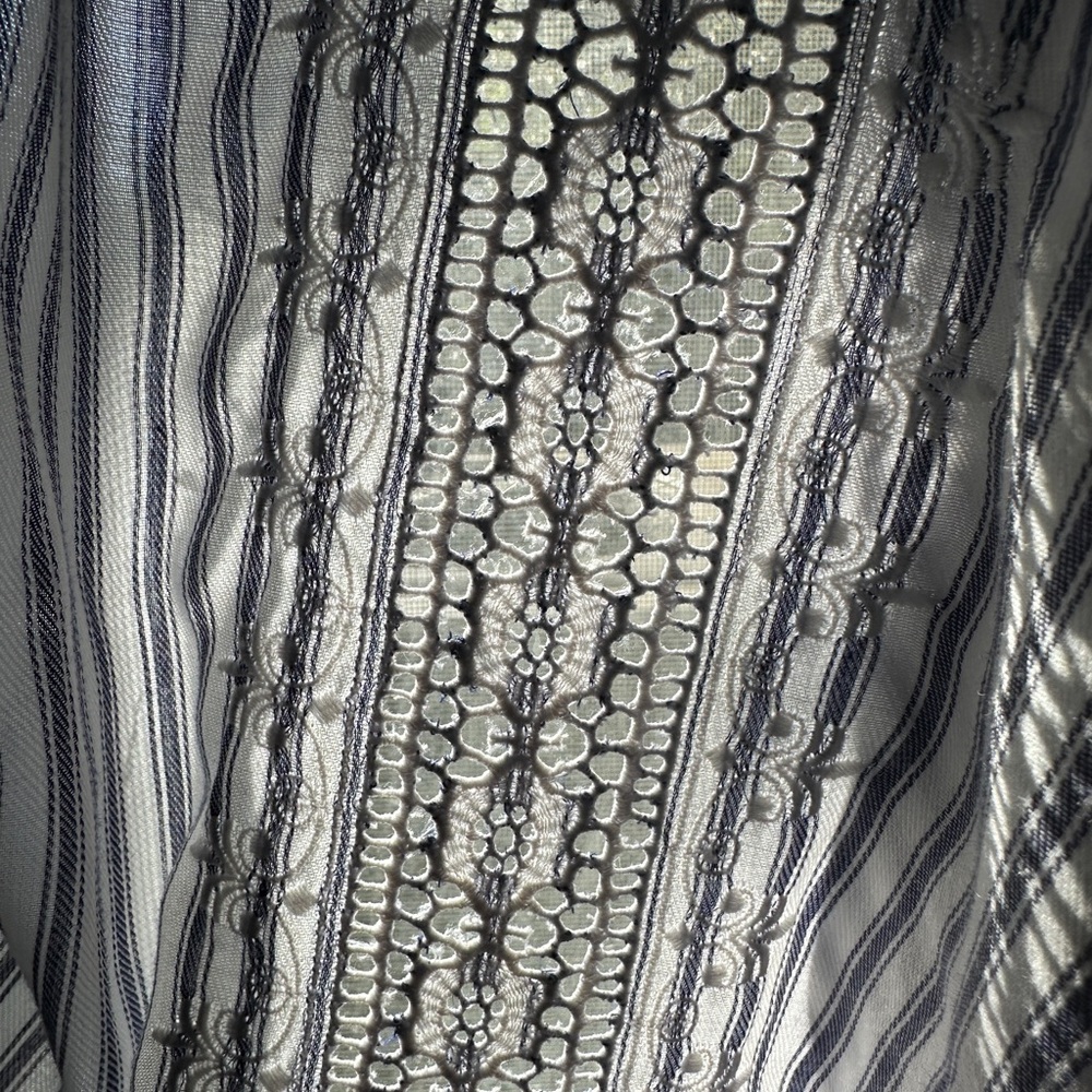 VINTAGE Prairie Style Striped Button Down w/Lace Panels - Picture 10 of 10